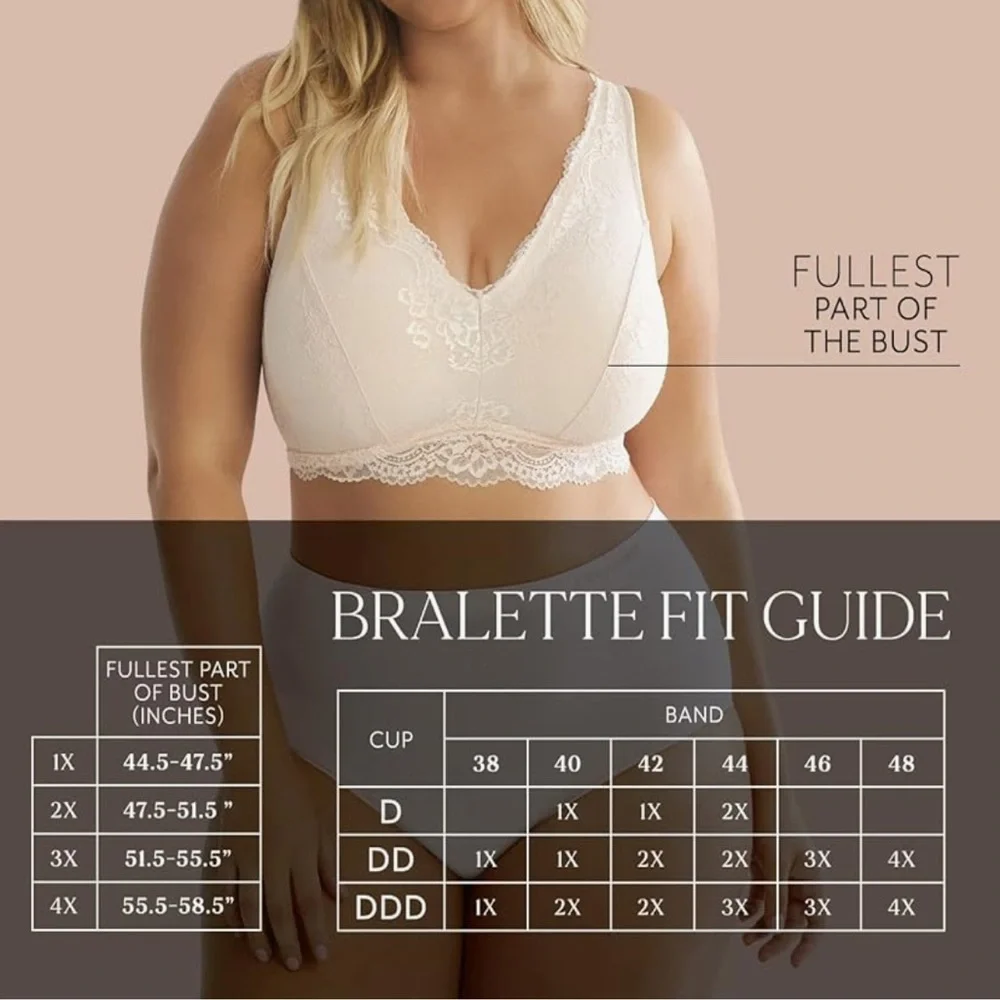 DREAMFIT Full Coverage Wireless Lace Bralette Adjustable Convertible Size 3X - Picture 5 of 7
